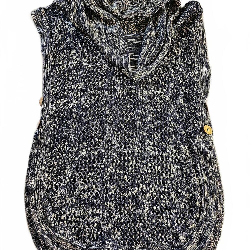 dressbarn Medium Knit Sweater Poncho with Button Detail